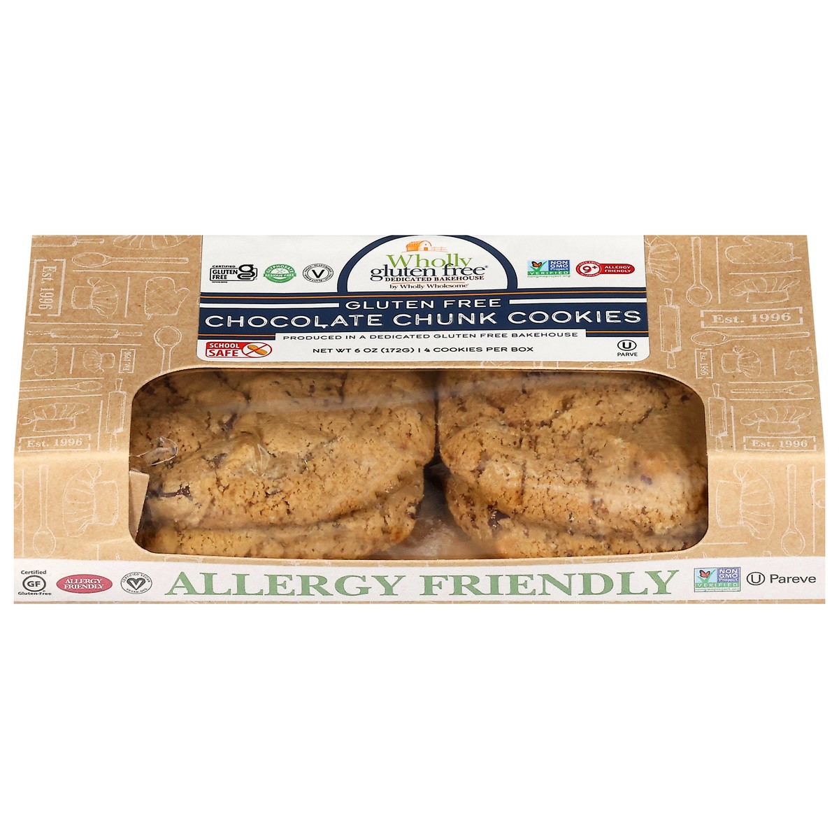 slide 1 of 13, Wholly Gluten Free Gluten Free Chocolate Chunk Cookies 4 ea, 4 ct