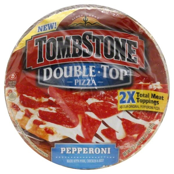 slide 1 of 3, Tombstone Double-Top Pepperoni Pizza, 23.7 oz