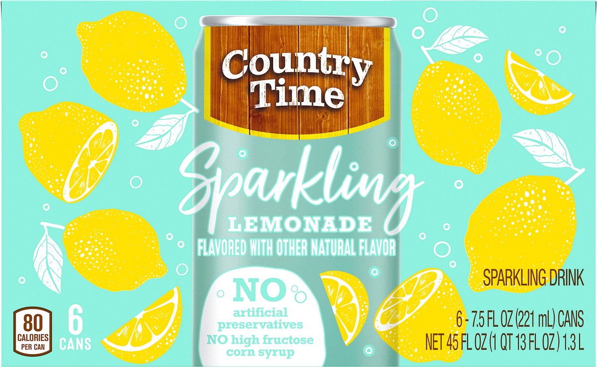 slide 6 of 10, Country Time Sparkling Lemonade 6-7.5 fl. oz. Cans, 45 fl oz