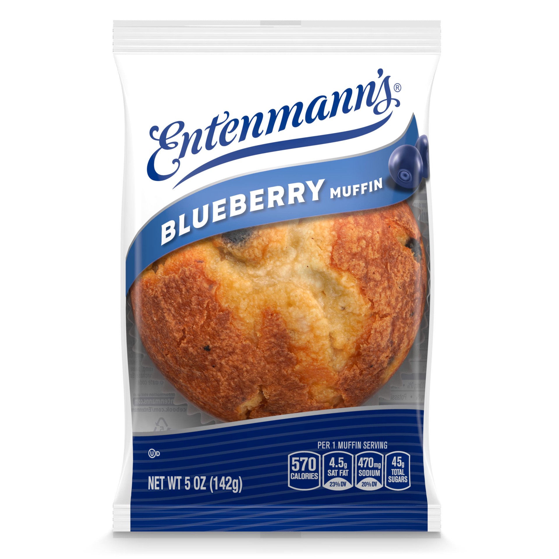 slide 1 of 8, Entenmann's Blueberry Muffin, Individually Wrapped, 5 oz, 5 oz