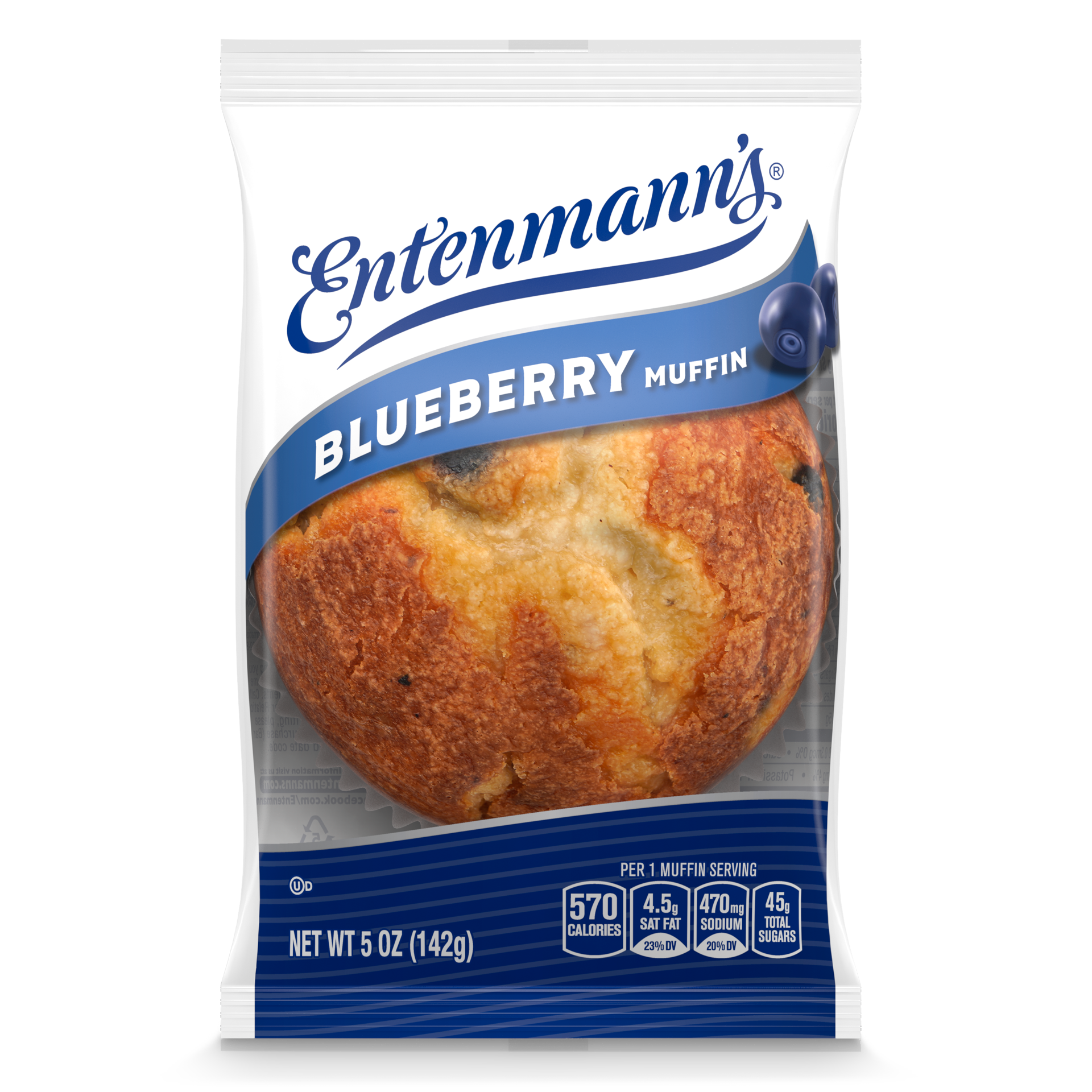 slide 1 of 8, ENTENMANNS Ent Single Serve Blueberry Muffin, 5.5 oz