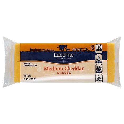 slide 1 of 1, Lucerne Cheese Medium Cheddar, 8 oz