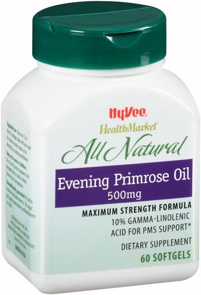 slide 1 of 1, Hy-Vee HealthMarket All Natural Evening Primrose Oil, 60 ct; 500 mg