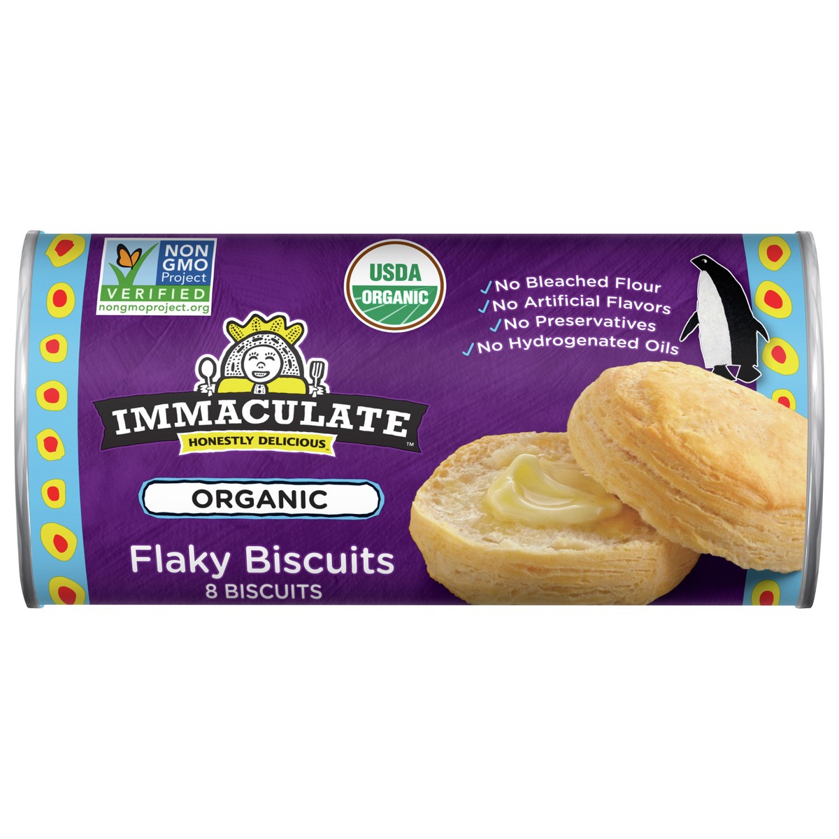 slide 1 of 13, Immaculate Baking Organic Flaky Biscuits, Refrigerated Dough, 8 Biscuits, 16 oz., 8 ct