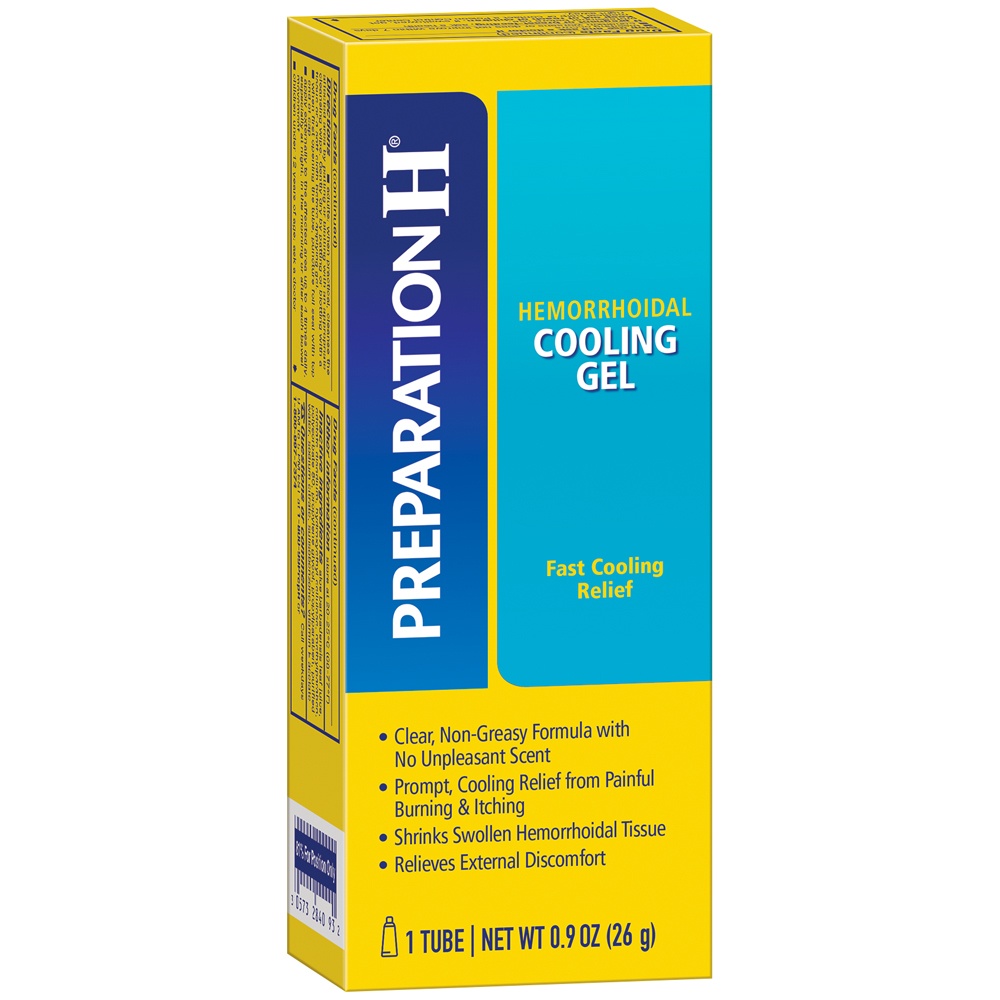 slide 6 of 6, PREPARATION H Hemorrhoid Symptom Treatment Cooling Gel, Fast Discomfort Relief with Vitamin E and Aloe, Tube (0.9 Ounce), 1 ct