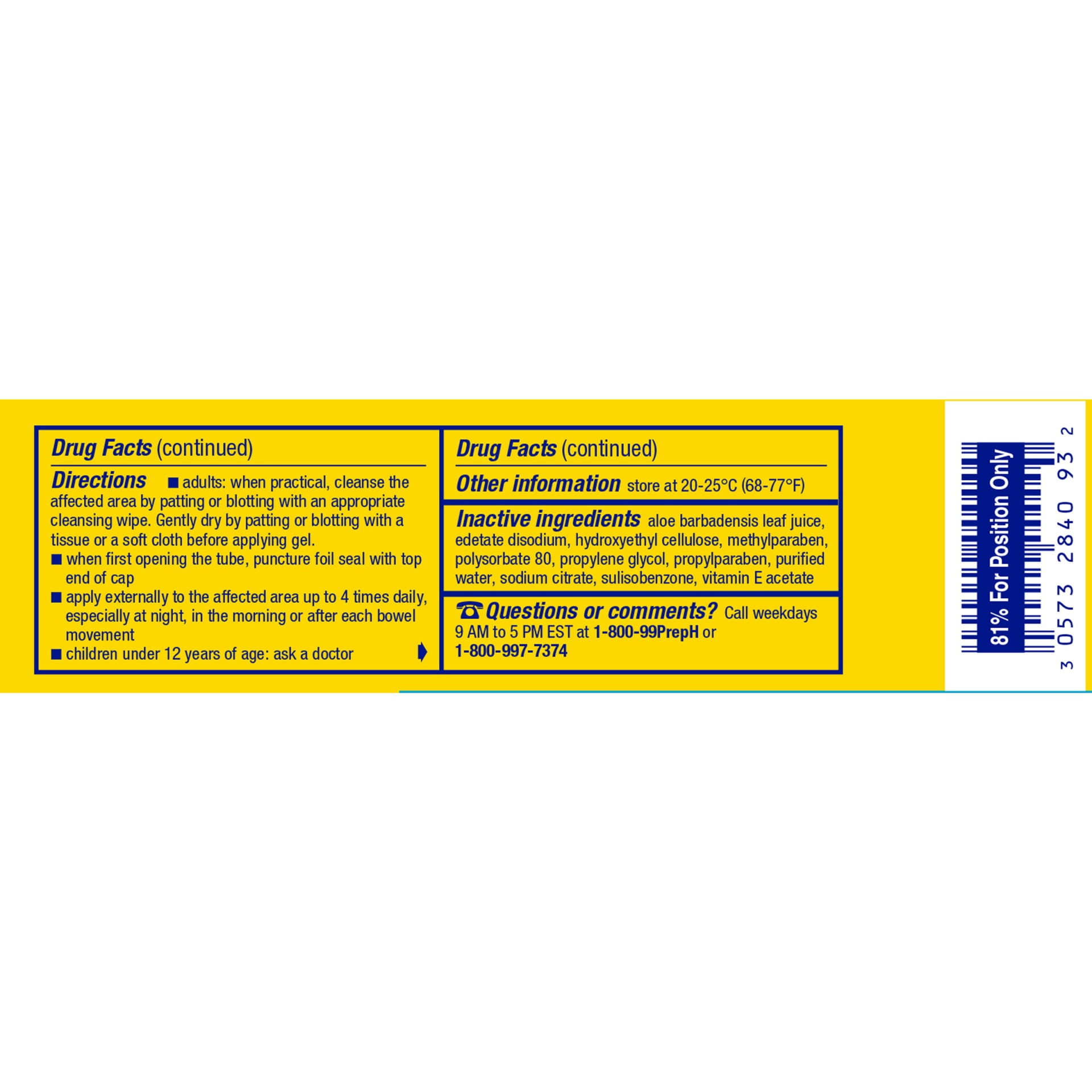 slide 3 of 6, PREPARATION H Hemorrhoid Symptom Treatment Cooling Gel, Fast Discomfort Relief with Vitamin E and Aloe, Tube (0.9 Ounce), 1 ct