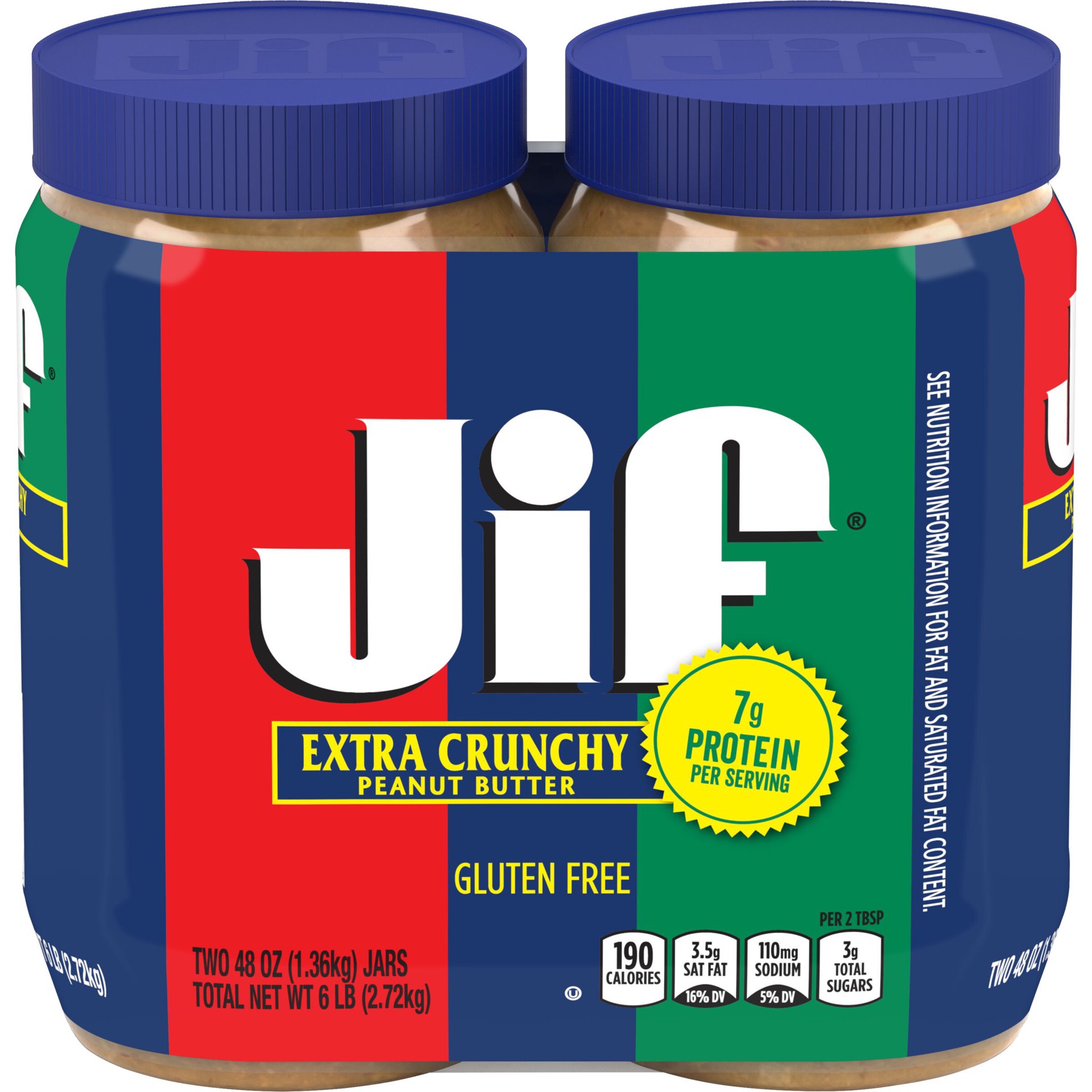 slide 1 of 5, Jif Extra Crunchy Peanut Butter Twin Pack 2 - 48 oz Jars, 