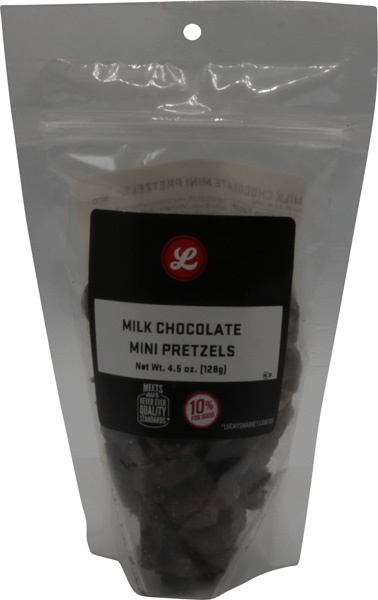 slide 1 of 1, Lucky's Market Milk Chocolate Mini Pretzels, 4.5 oz