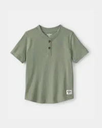 Oshkosh Toddler Boy Short-Sleeve Henley T-Shirt - Olive - 2T