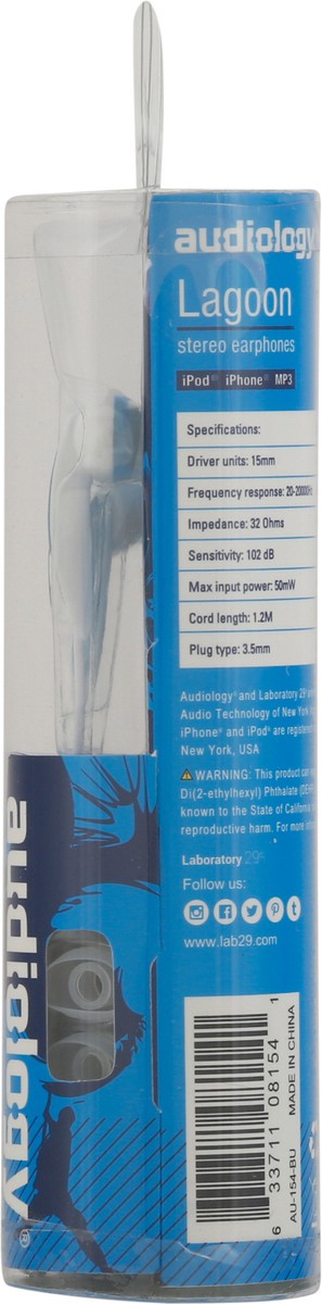 slide 3 of 9, Audiology Lagoon Stereo Earphones 1 ea, 1 ct