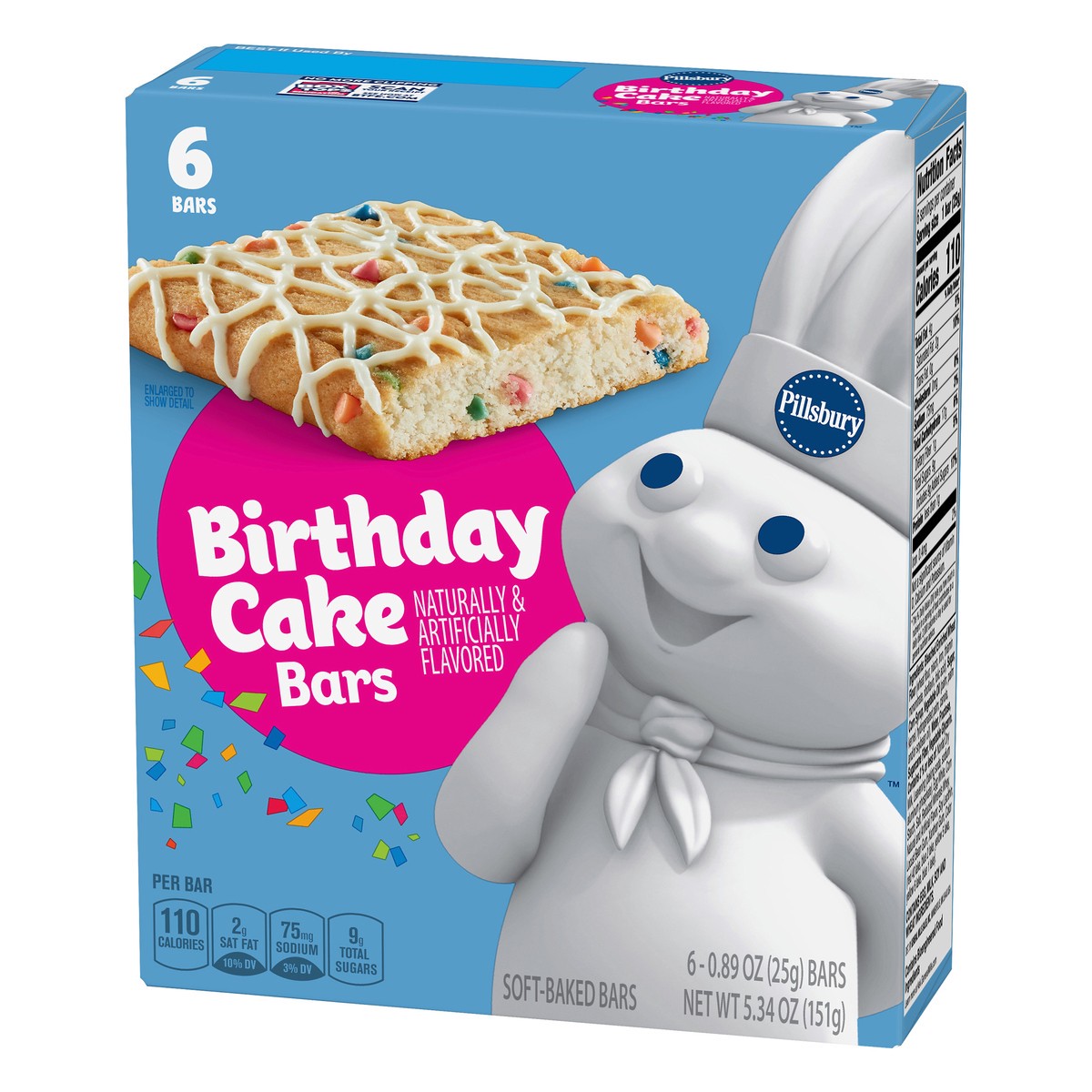 slide 2 of 13, Pillsbury Soft-Baked Birthday Cake Bars 6 ea, 6 ct