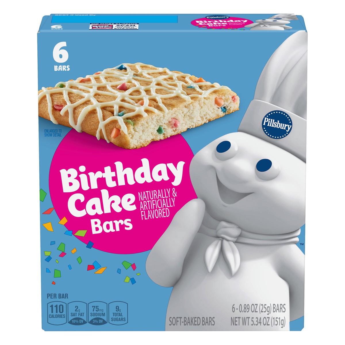 slide 7 of 13, Pillsbury Soft-Baked Birthday Cake Bars 6 ea, 6 ct