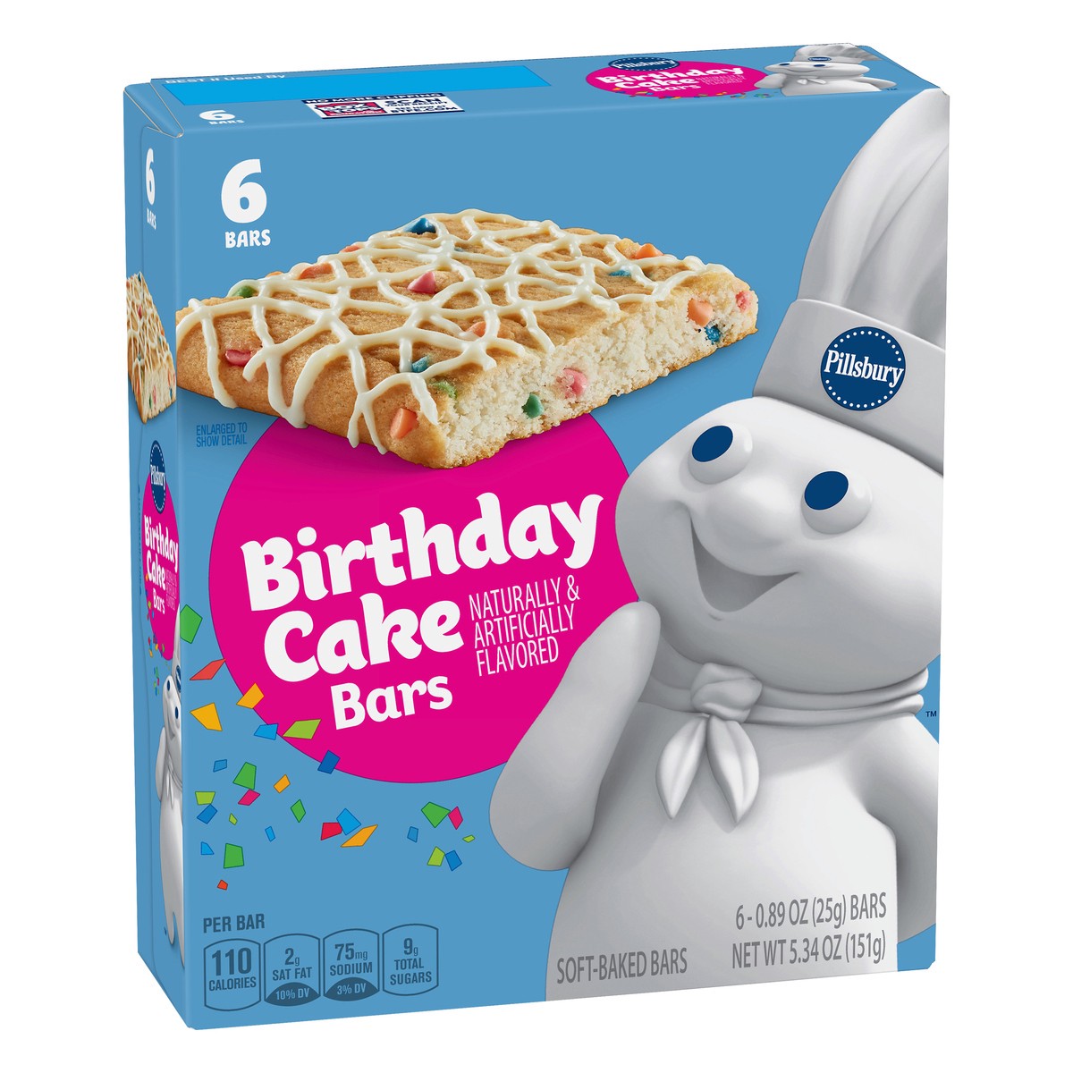 slide 8 of 13, Pillsbury Soft-Baked Birthday Cake Bars 6 ea, 6 ct