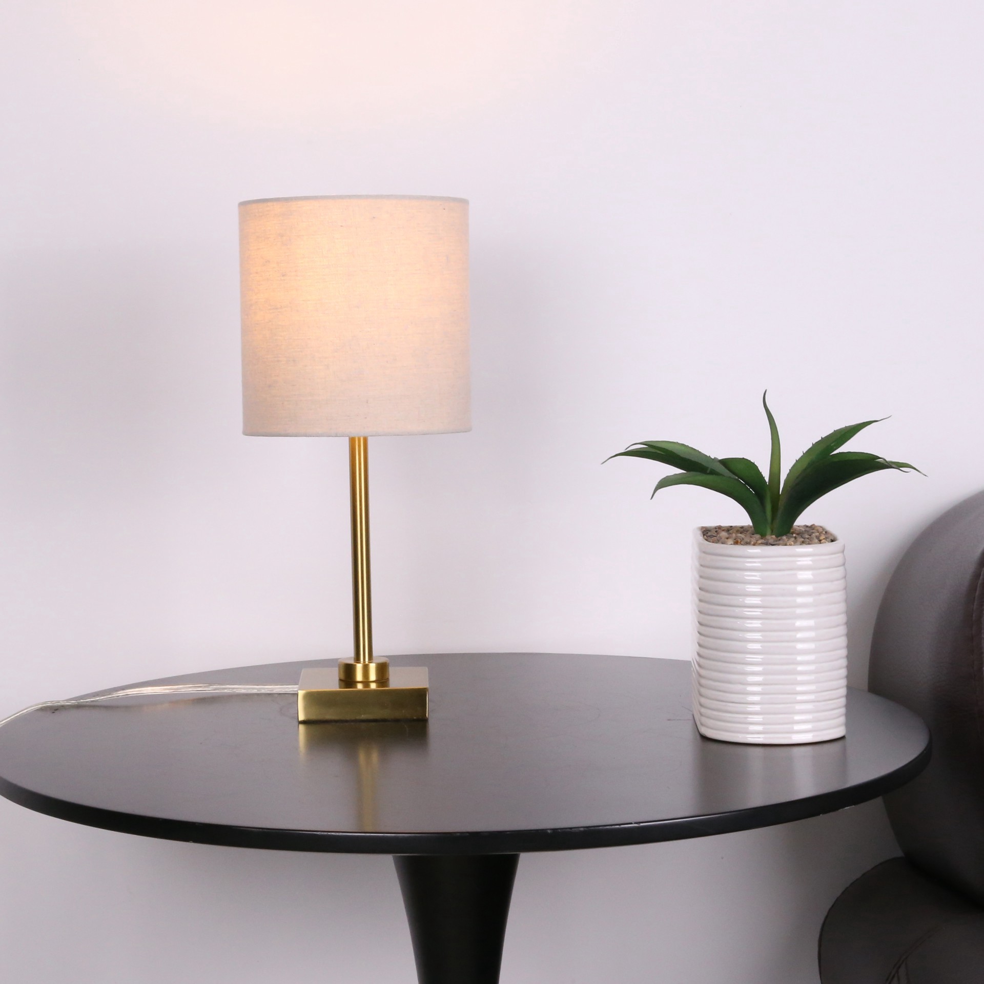 slide 3 of 4, 15.5" Metal Table Lamp With Natural Fabric Shade By Ashland, 15.5 in