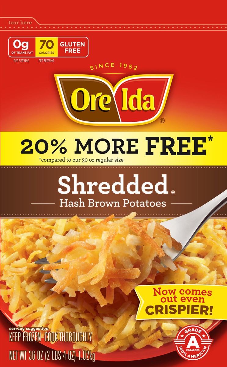 slide 9 of 12, Ore-Ida(r) Shredded Hash Brown Potatoes 36 oz. Bag, 36 oz