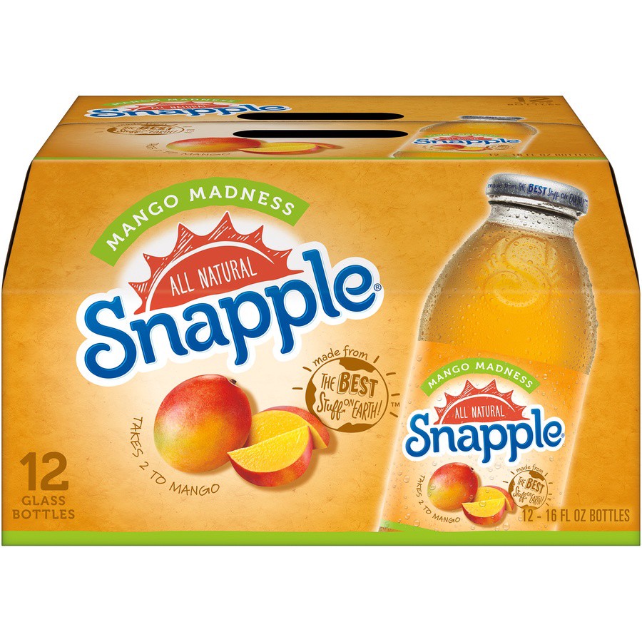 slide 1 of 3, Snapple Mango Madness Glass Bottles - 12 ct; 16 fl oz, 12 ct; 16 fl oz