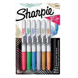 Sharpie Metallic Permanent Markers, Fine Point, Assorted Colors, 6 Count