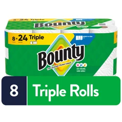 Bounty Paper Towels Select-A-Size White, 8 Triple Rolls, 123 Sheets Per Roll