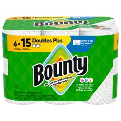 Bounty Paper Towels Select-A-Size White, 6 Double Plus Rolls, 103 Sheets Per Roll