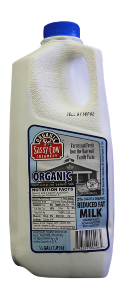 slide 1 of 1, Sassy Cow Creamery Sassy Cow Organic 2% Reduced Fat Milk, 1/2 gal