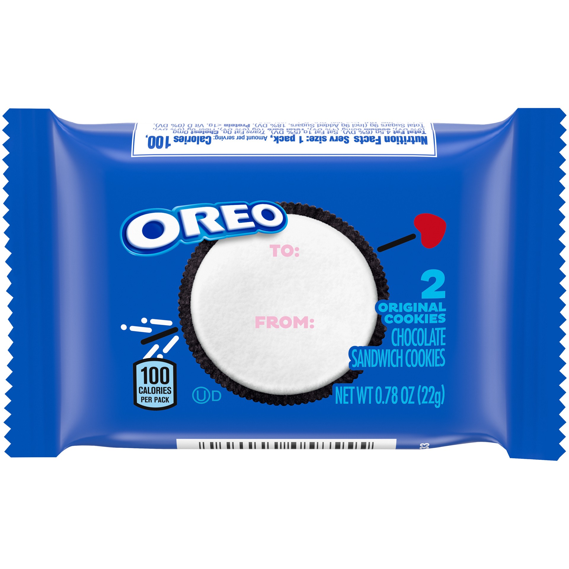 slide 1 of 7, OREO Valentine's Day Chocolate Sandwich Cookies, Valentine Cookies, 34 Snack Packs (2 Cookies Per Pack) - INNER PACK, 1.66 lb