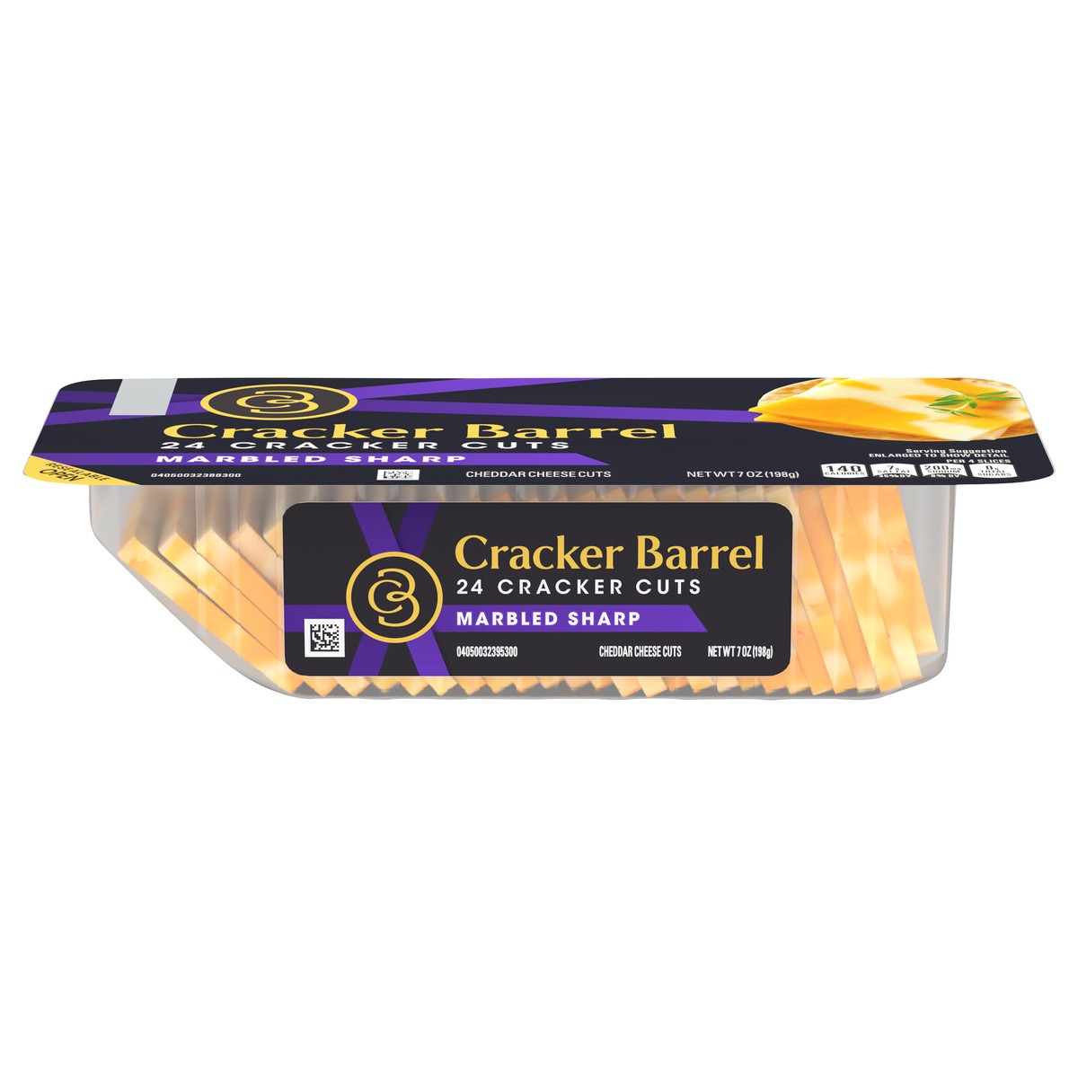 slide 1 of 41, Cracker Barrel Cracker Cuts Marbled Sharp Cheddar Cheese Slices, 24 ct Tray, 7 oz