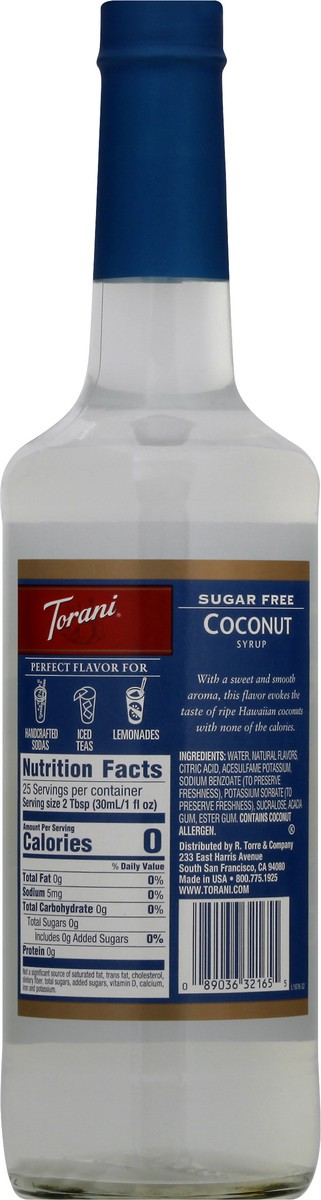 slide 2 of 9, Torani Sugar Free Coconut Syrup 25.4 fl oz, 25.4 fl oz