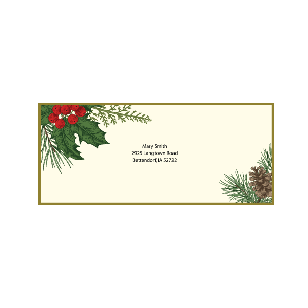 slide 3 of 3, Geo Studios #10 Holiday-Themed Envelopes, Moisture Seal, Vintage Holly, Pack Of 35 Envelopes, 35 ct
