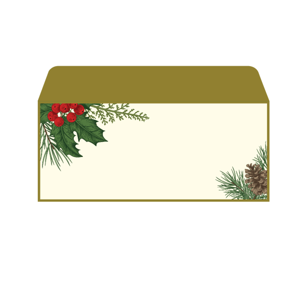 slide 1 of 3, Geo Studios #10 Holiday-Themed Envelopes, Moisture Seal, Vintage Holly, Pack Of 35 Envelopes, 35 ct
