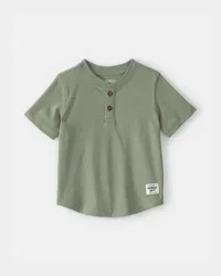 Oshkosh Baby Boy Short-Sleeve Henley T-Shirt - Olive - 12M