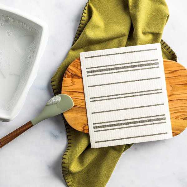 slide 1 of 1, Hy-Vee Seasons Swedish Dishcloth In White And Fieldstone Gray, 1 ct