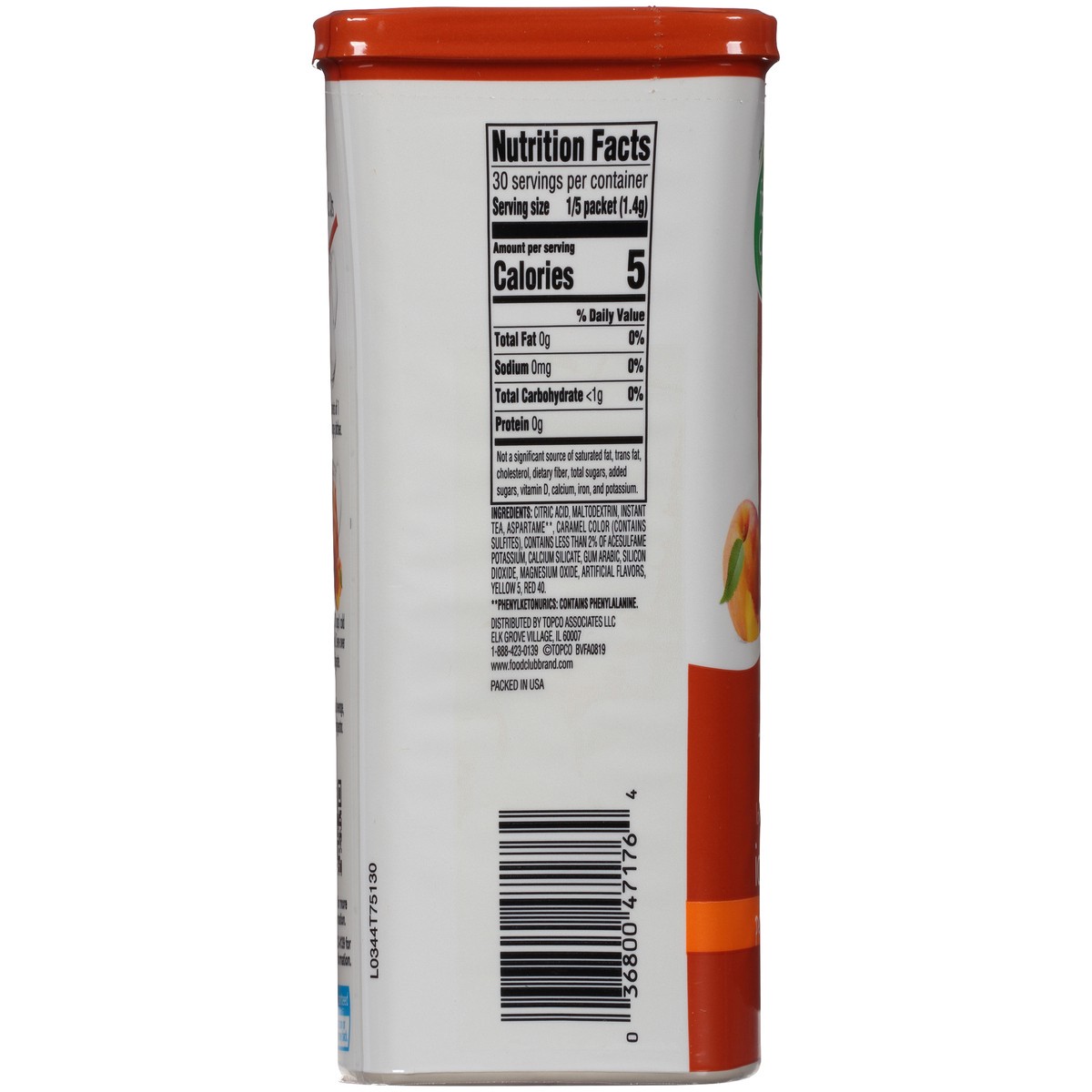 slide 5 of 9, Food Club Low Calorie Peach Iced Tea Drink Mix 6 ea, 1.5 oz