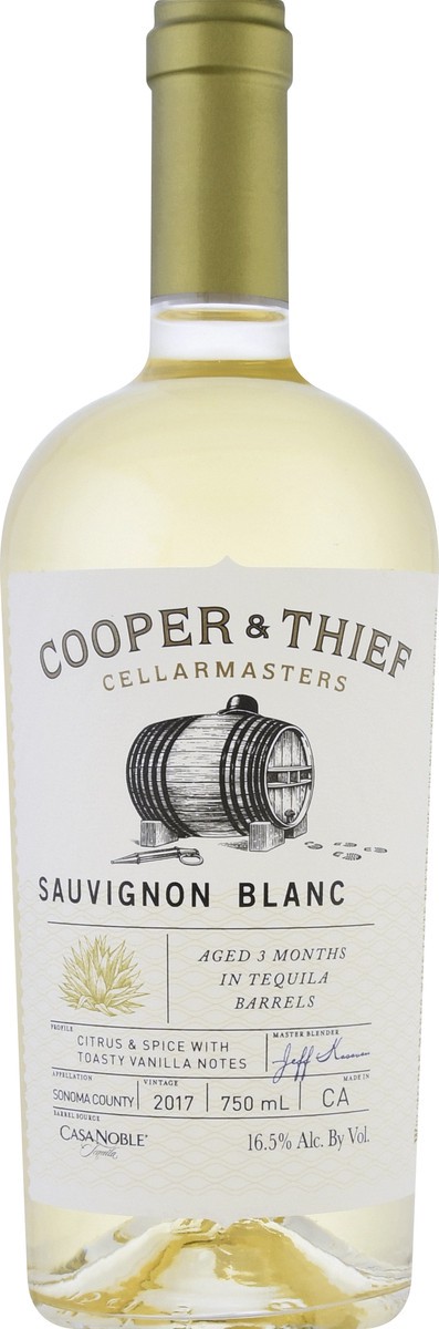 slide 6 of 8, Cooper and Thief Sonoma County Tequila Aged Sauvignon Blanc White Wine, 750 mL Bottle, 25.36 fl oz