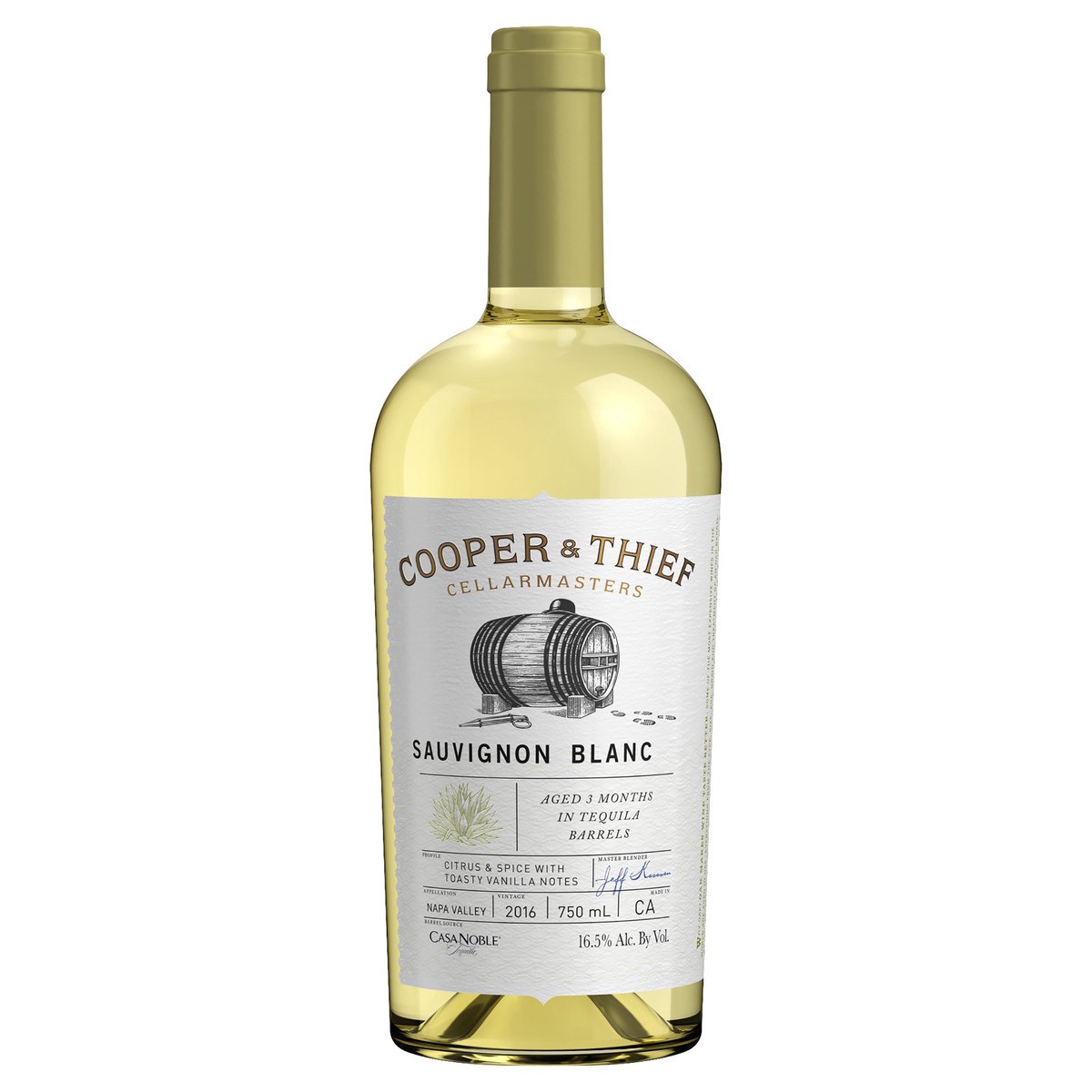 slide 1 of 8, Cooper and Thief Sonoma County Tequila Aged Sauvignon Blanc White Wine, 750 mL Bottle, 25.36 fl oz