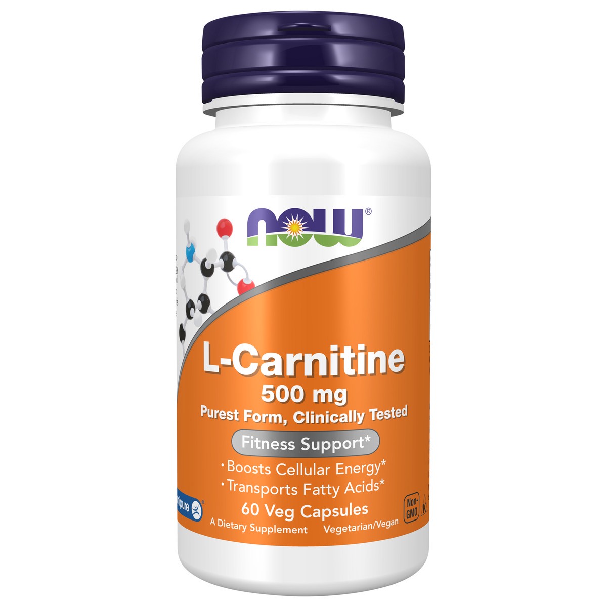 slide 1 of 4, Now Naturals Carnitine, 60 cups