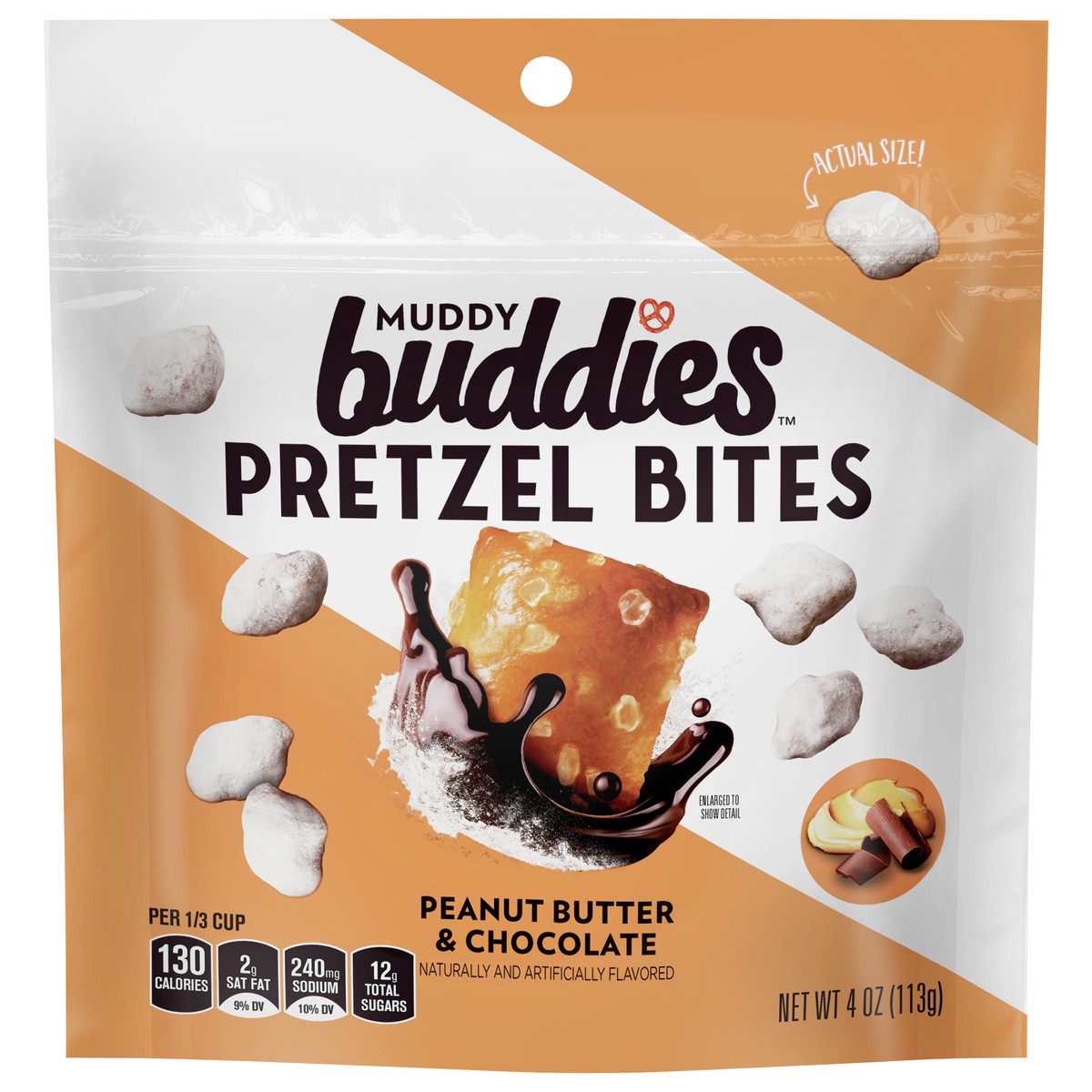 slide 6 of 13, Muddy Bites Chex Mix Muddy Buddies Pretzel Bites, Peanut Butter and Chocolate, 4 oz, 4 oz