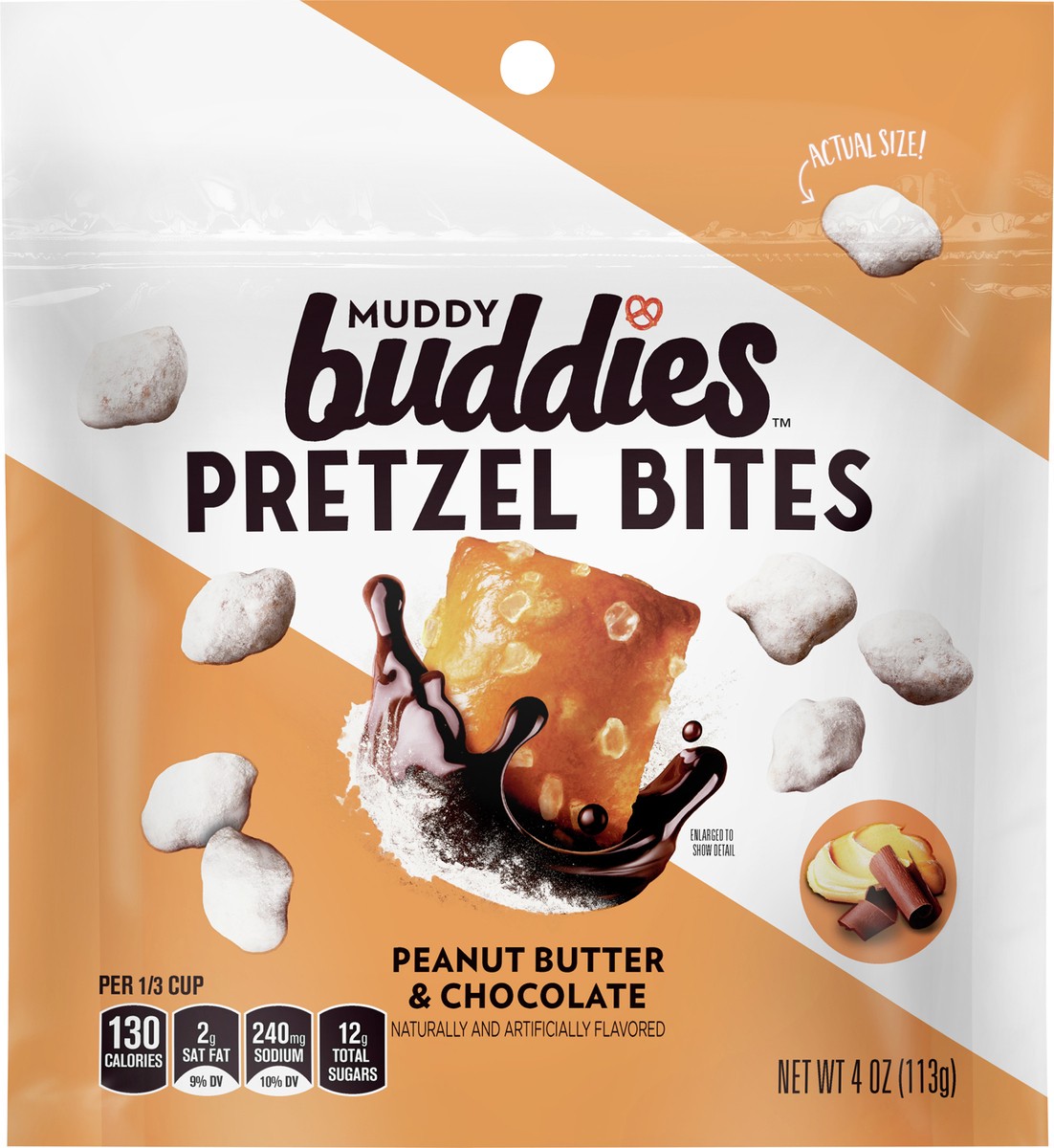 slide 8 of 13, Muddy Bites Chex Mix Muddy Buddies Pretzel Bites, Peanut Butter and Chocolate, 4 oz, 4 oz