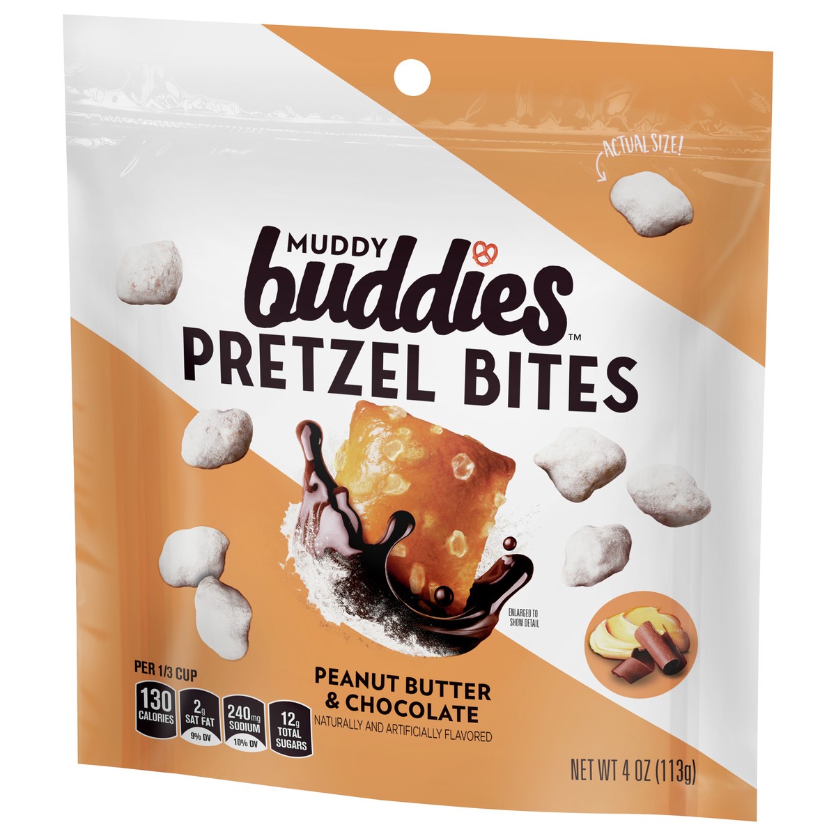 slide 11 of 13, Muddy Bites Chex Mix Muddy Buddies Pretzel Bites, Peanut Butter and Chocolate, 4 oz, 4 oz