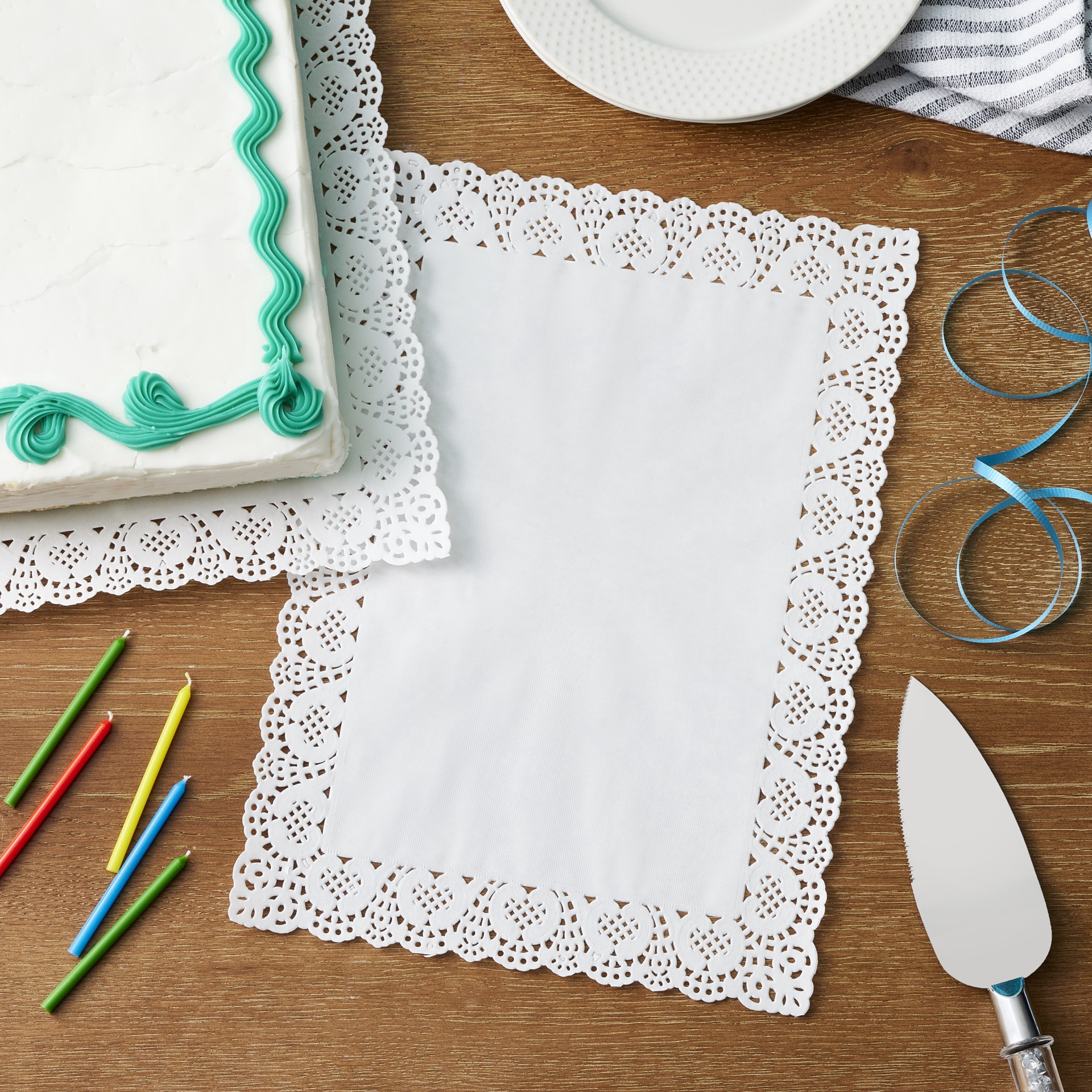 slide 3 of 3, Rectangle Grease-Proof Doilies By Celebrate It, 10 in x 14 in