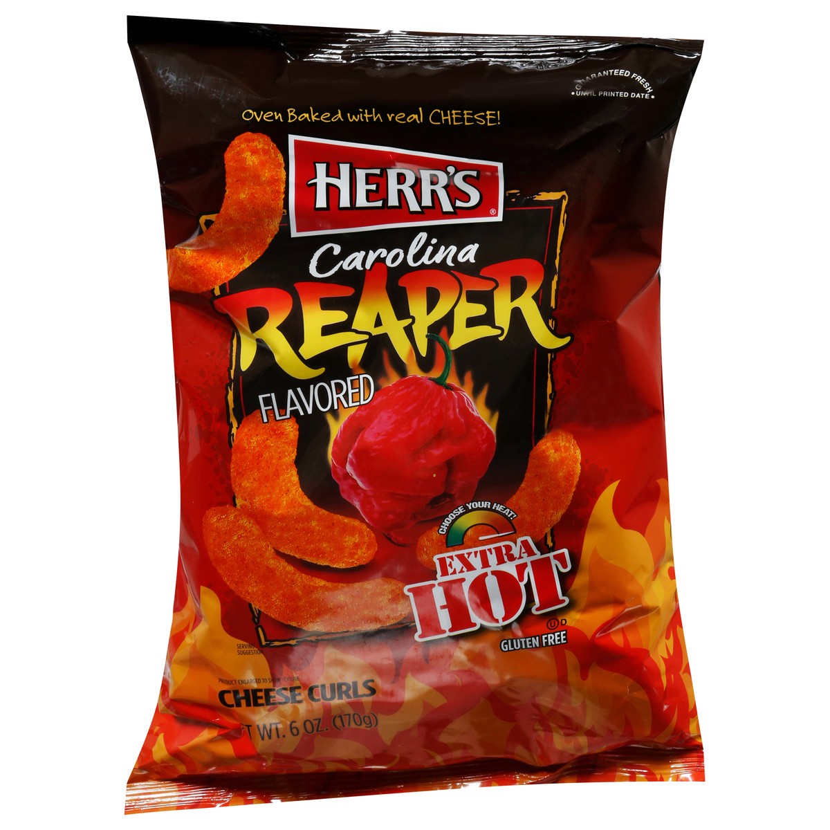 slide 2 of 11, Herr's Carolina Reaper Cheese Curls, 6.5 oz