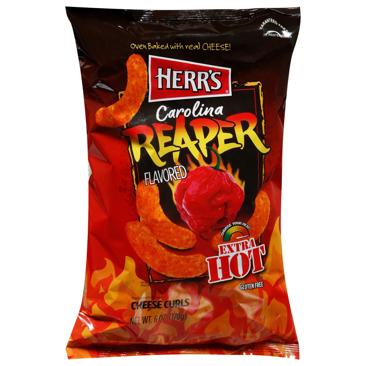 slide 11 of 11, Herr's Carolina Reaper Cheese Curls, 6.5 oz