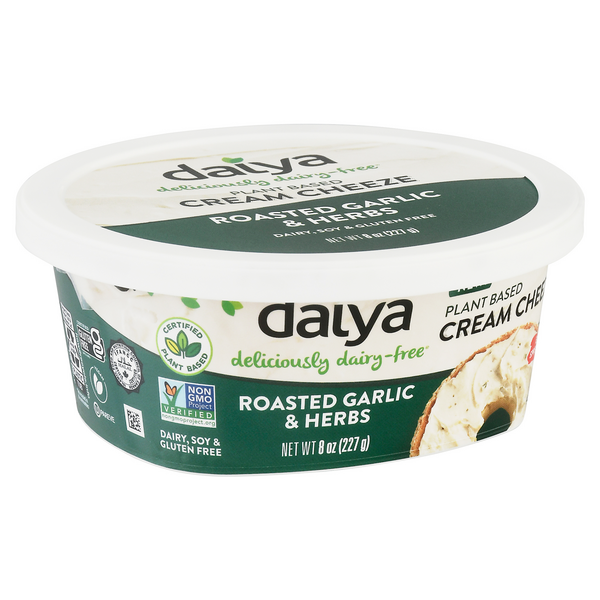 slide 1 of 1, Daiya Cream Cheeze, Dairy-Free, Roasted Garlic & Herbs, 8 oz