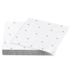 American Greetings 20-Count Lunch Napkins, Silver Polka Dots