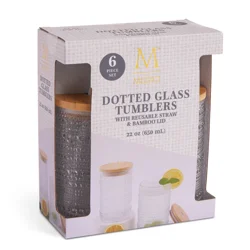 Core Bamboo Medici 2Pc Dotted Glass Tumbler Clear 22Oz