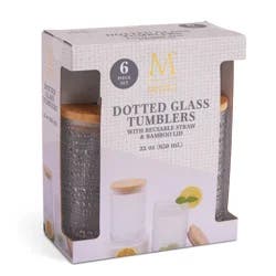 Core Bamboo Medici 2Pc Dotted Glass Tumbler Clear 22Oz