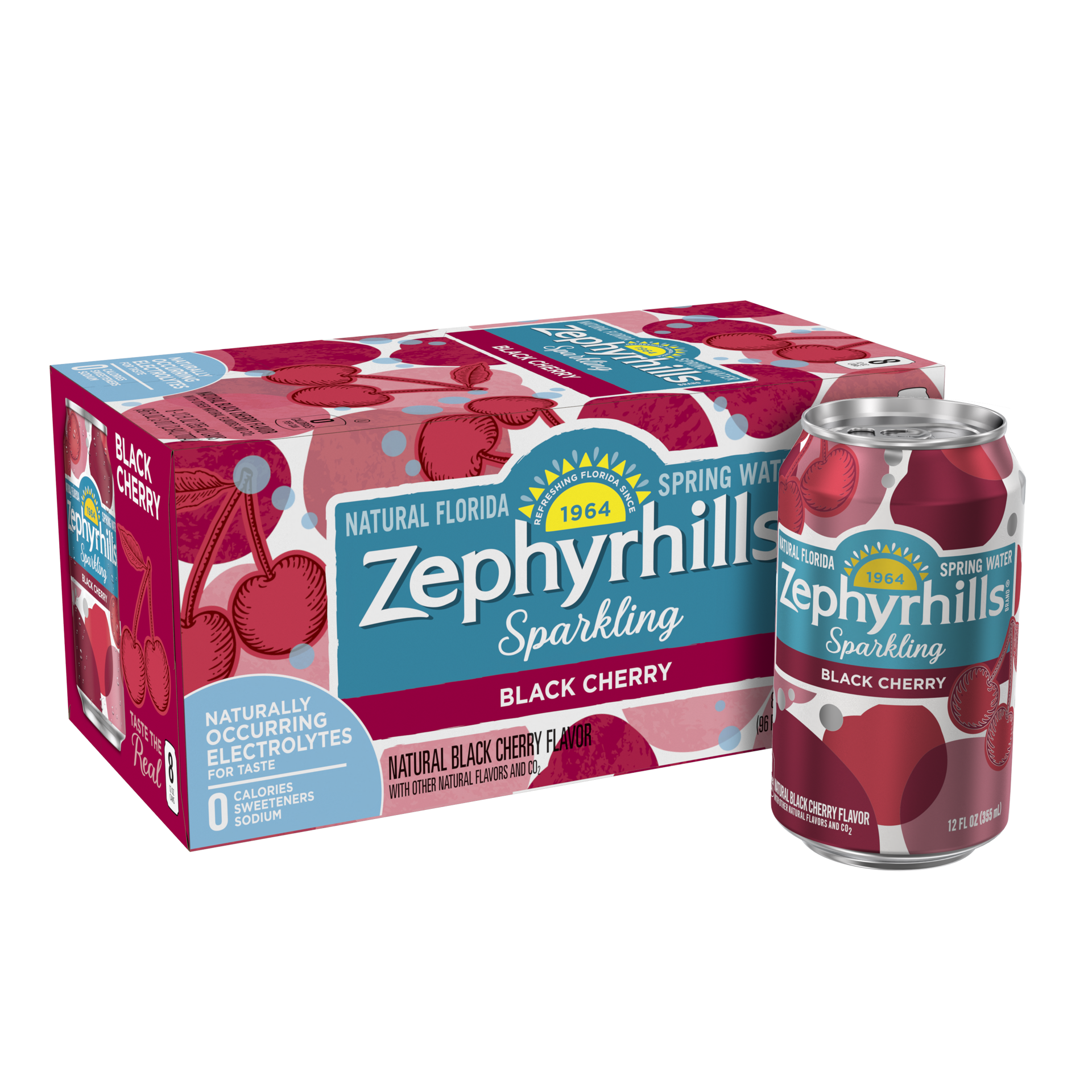 slide 4 of 5, Zephyrhills Sparkling Water, Black Cherry, 12 oz. Cans (8 Count), 8 ct; 12 fl oz