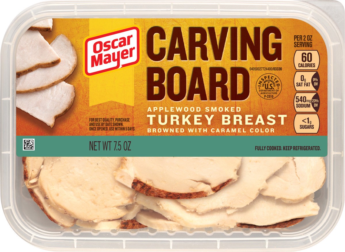 slide 2 of 2, Oscar Mayer Carving Board Applewood Smoked Turkey Breast, 7.5 oz