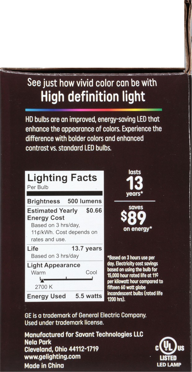 slide 5 of 9, GE Household Lighting Relax LED HD Globe Light Bulb 5.5W 60W Equivalent, 25 1 ct
