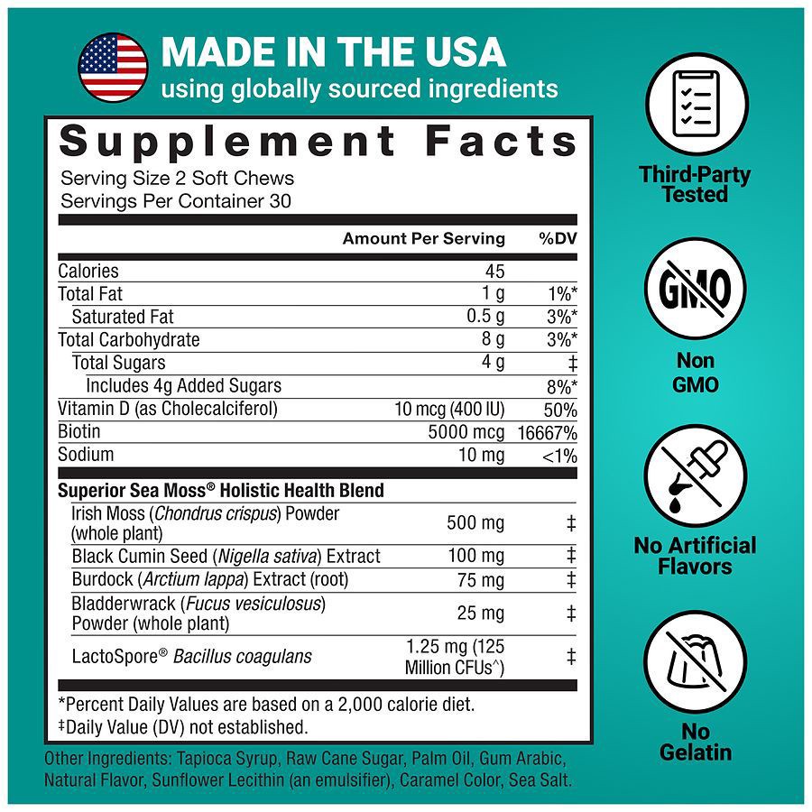 slide 2 of 5, Force Factor Superior S'mores Flavor Sea Moss 60 Soft Chews, 60 ct