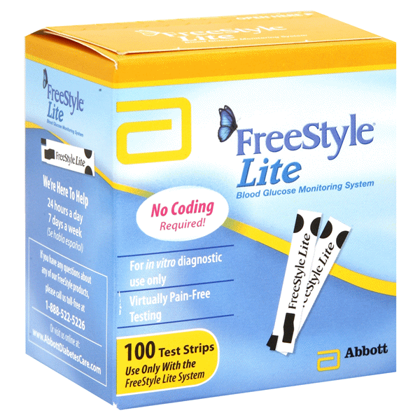 slide 1 of 5, FreeStyle Lite Blood Glucose Test Strips, 100 ct